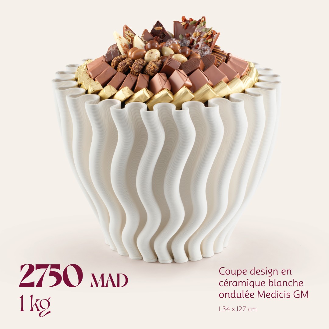 Coupe design en céramique blanche ondulée Medicis